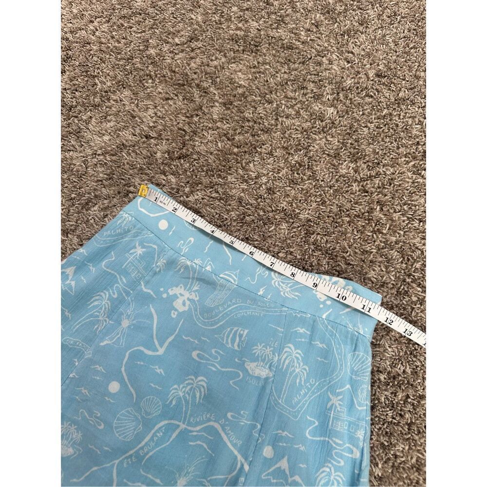 & Other Stories Paris Atelier Slit Crepe Midi Skirt Belt Blue Palm Tree Shell 4 - Picture 10 of 16